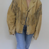Incredible Vintage Sand Fringed Suede Jacket