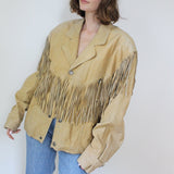 Incredible Vintage Sand Fringed Suede Jacket