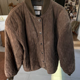 Vintage 1980s Banana Republic Safari & Travel Quilted Suede Bomber Jacket