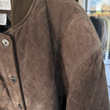Vintage 1980s Banana Republic Safari & Travel Quilted Suede Bomber Jacket