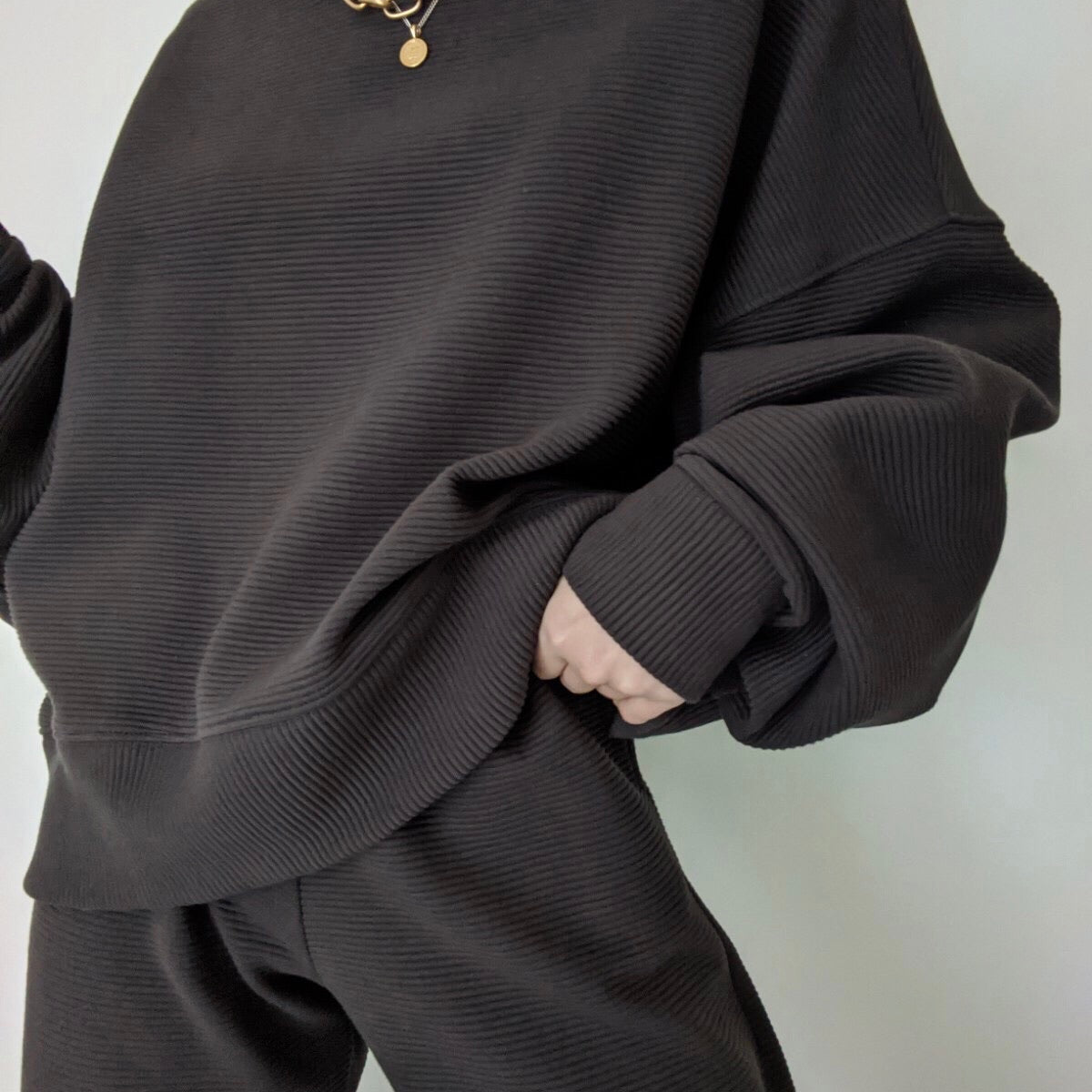 Margot Rippled Cotton Cropped Sweatshirt